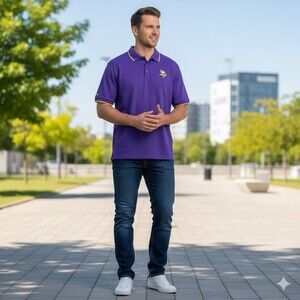 Minnesota Vikings Antigua Mens Size XXL Purple Polo Shirt Golf Pique Embroidered